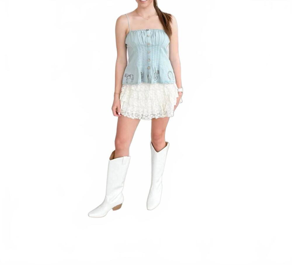 NEW VERY J boho lace skort in ivory